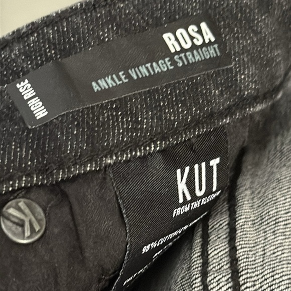 Kut from the Kloth Black Straight Leg Jeans with Distressed Details - Picture 5 of 6